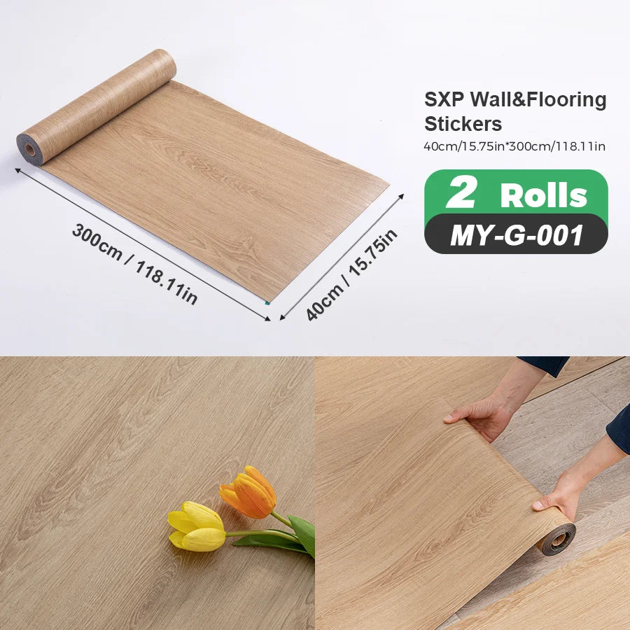 Two Rolls Self Adhesive Wall And Floor Sticker Wood Grain Marble