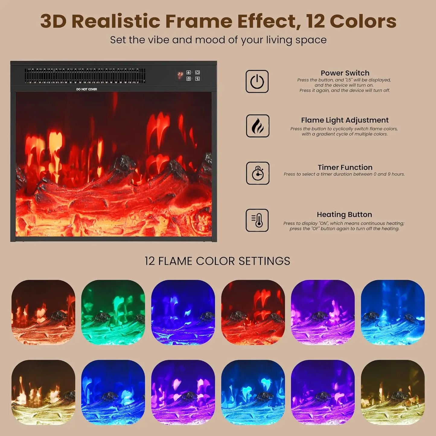 Farmhouse Modern Fireplace TV Stand With Built-In Electric Fireplace