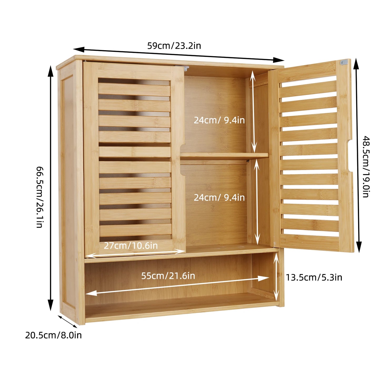 Wisfor Bamboo Over-The-Toilet Wall Cabinet With Adjustable Shelves
