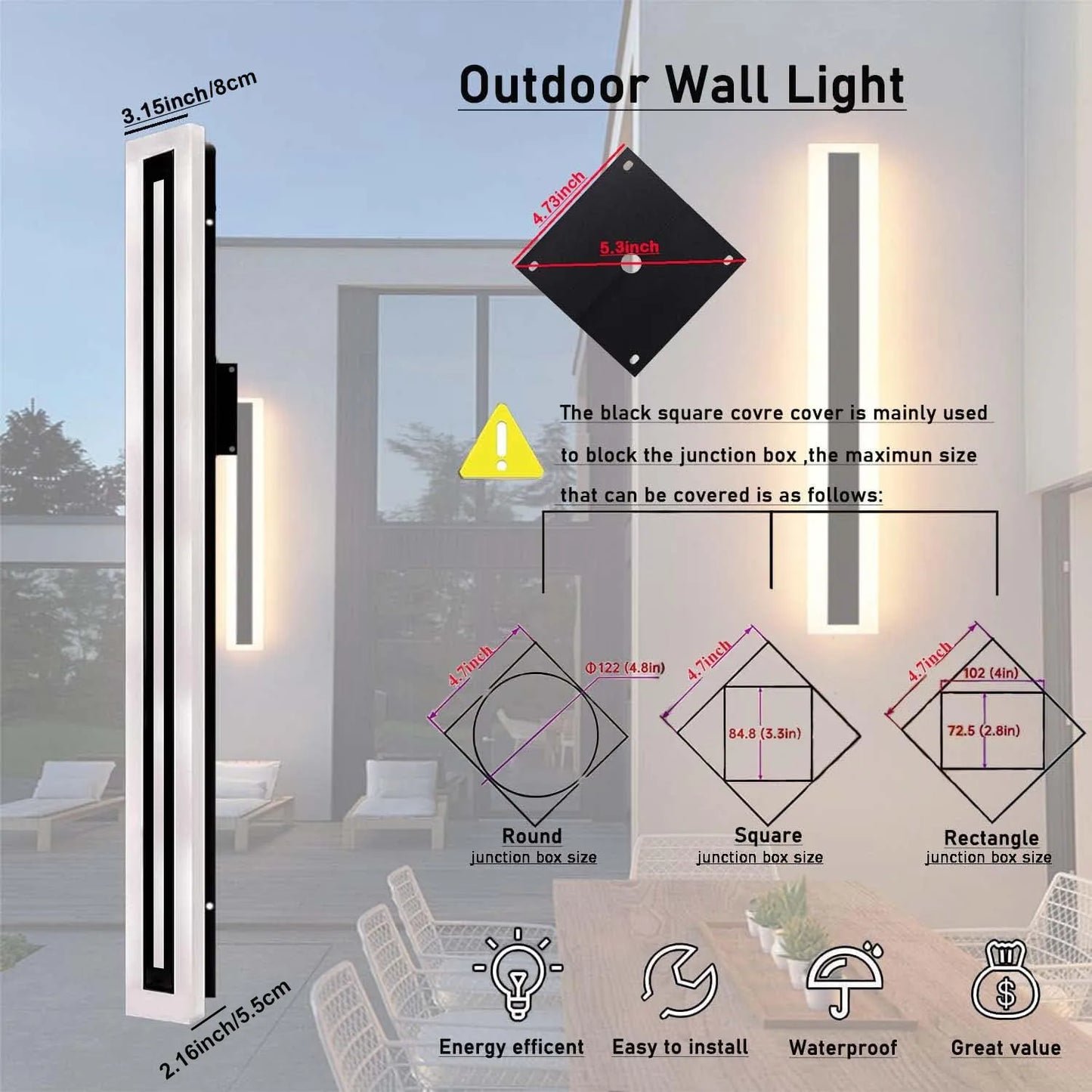 Modern LED Wall Sconce Lamp IP67 Waterproof