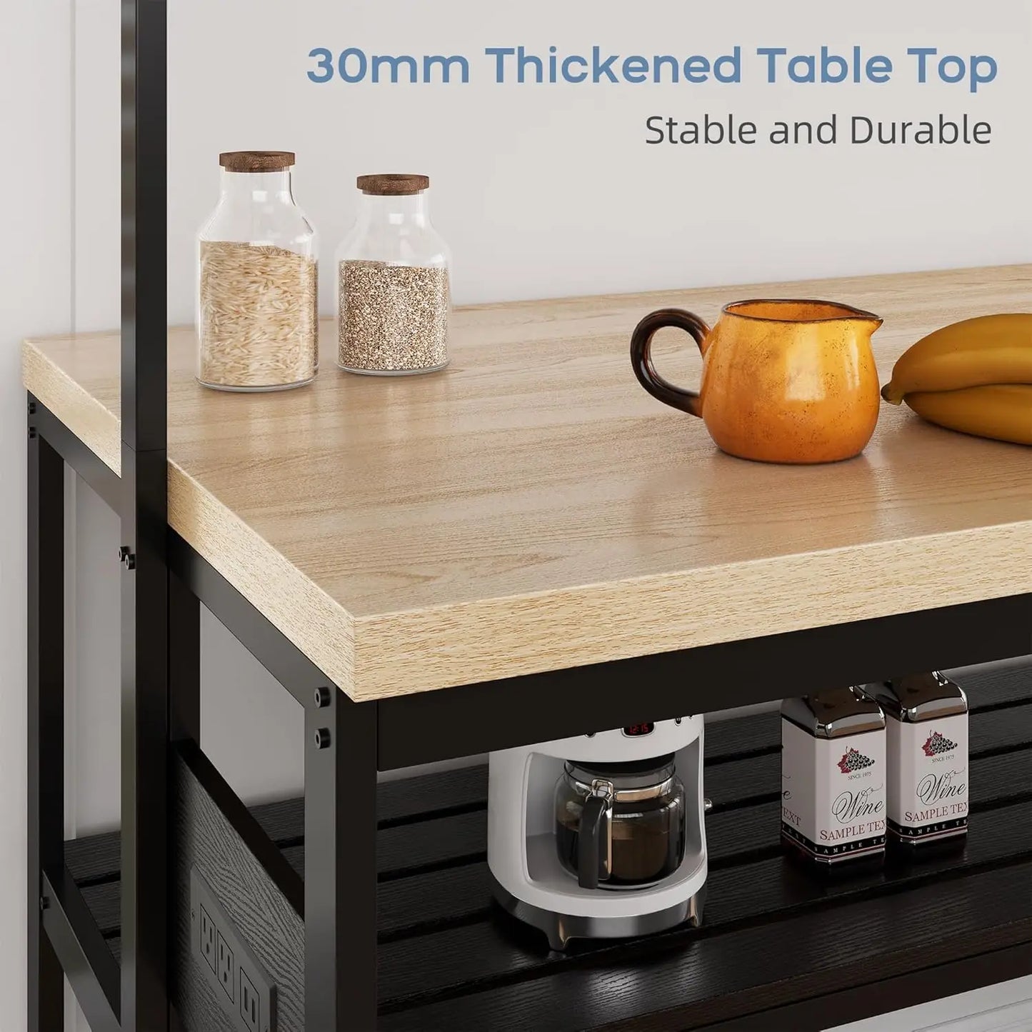 HiMISSH Kitchen Island With Storage And Four Power Outlets