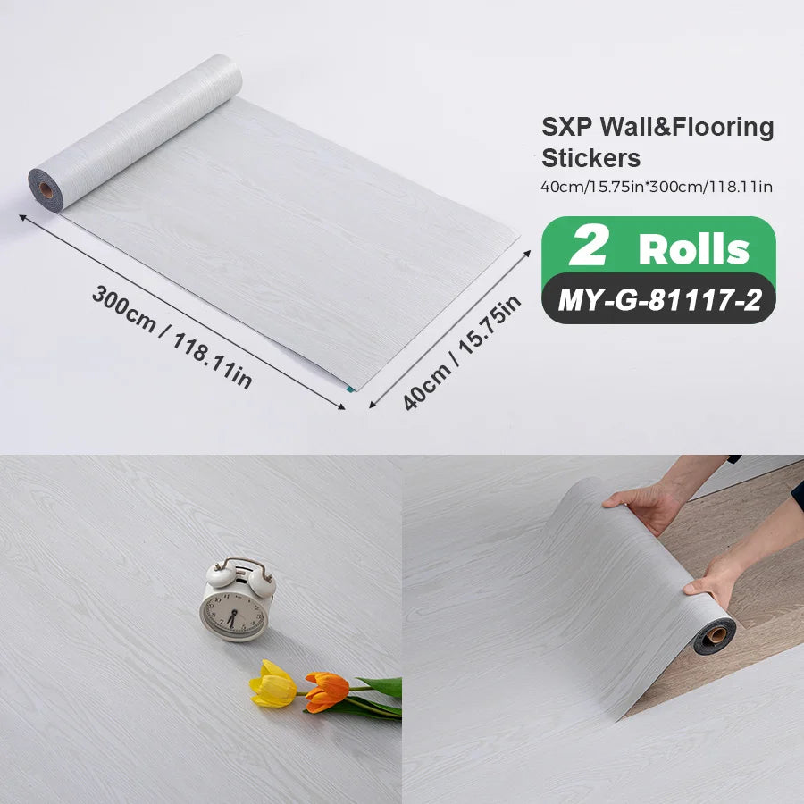 Two Rolls Self Adhesive Wall And Floor Sticker Wood Grain Marble