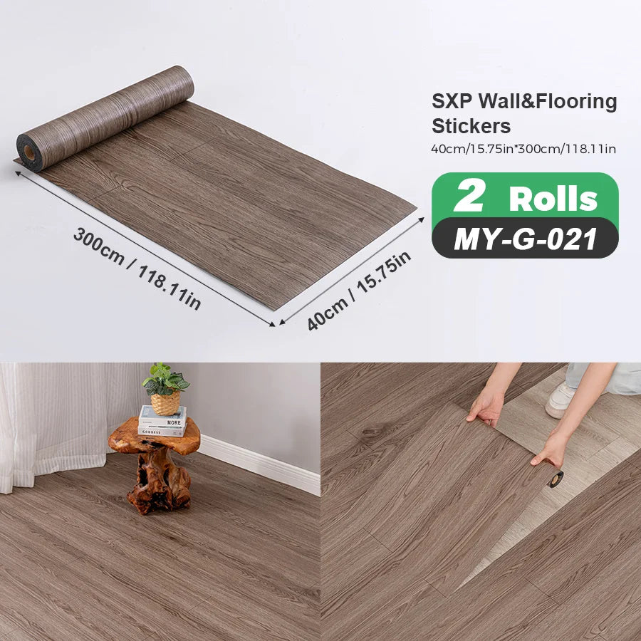 Two Rolls Self Adhesive Wall And Floor Sticker Wood Grain Marble