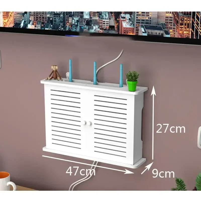 Wall Mounted Router Shelf Storage Box Punch Free Cable Management