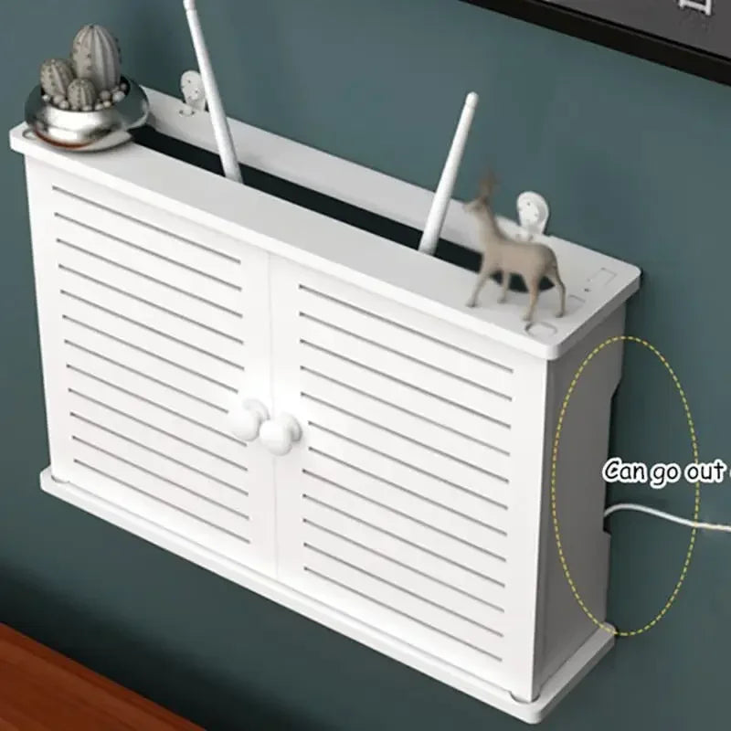 Wall Mounted Router Shelf Storage Box Punch Free Cable Management