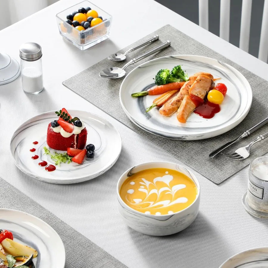 Porcelain Dinnerware Set 12 Pieces Plates And Bowls Ceramic Dishware