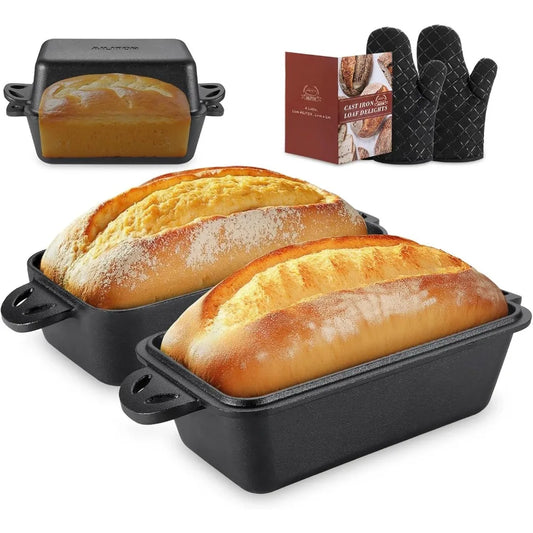 Cast Iron Loaf Pan With Lid Two-Piece Set For Bread