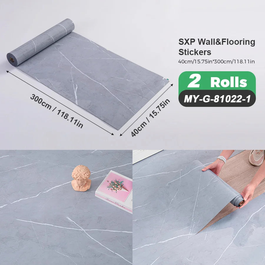 Two Rolls Self Adhesive Wall And Floor Sticker Wood Grain Marble