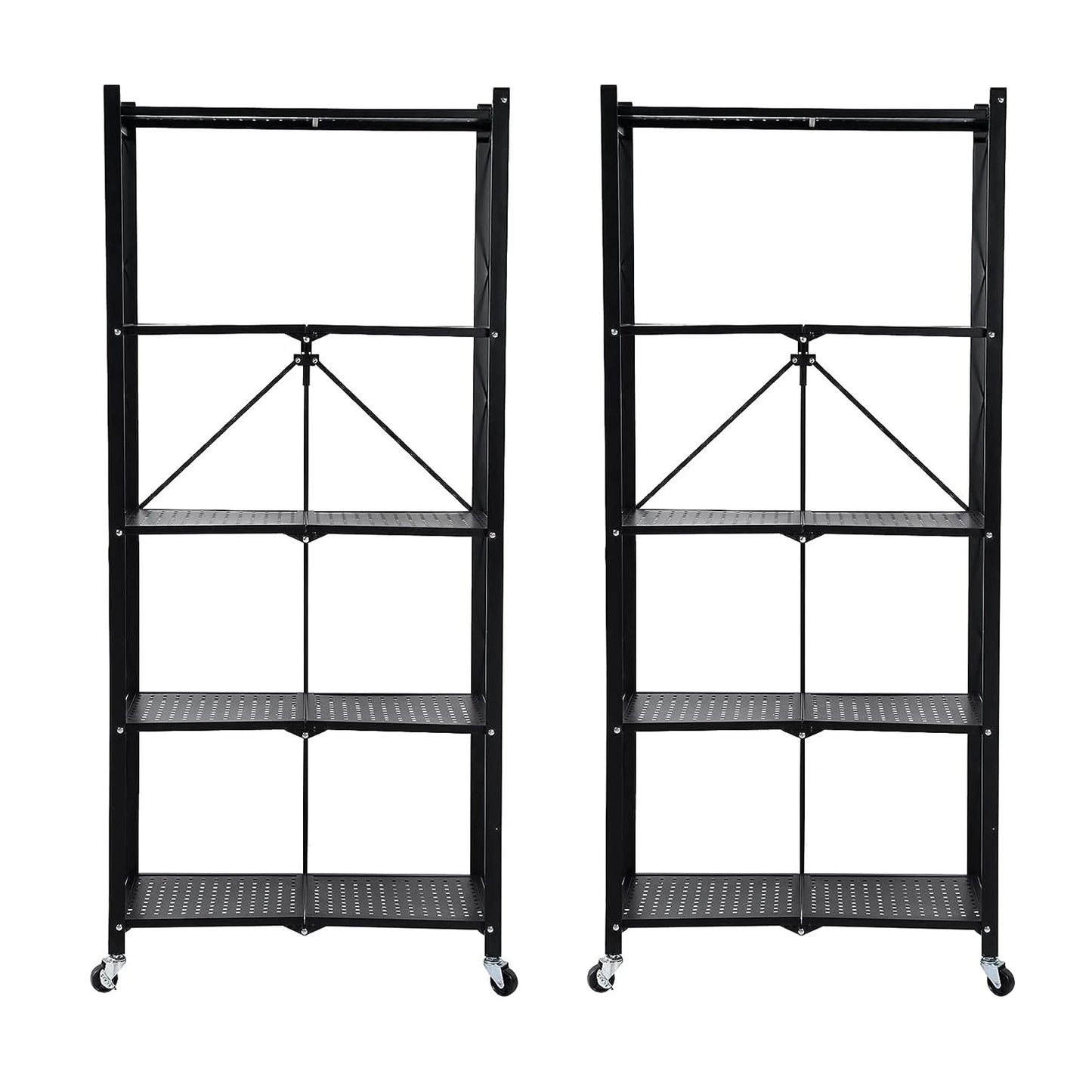 Storage Shelving Unit 5-Tier Heavy Duty Metal Rack With Wheels