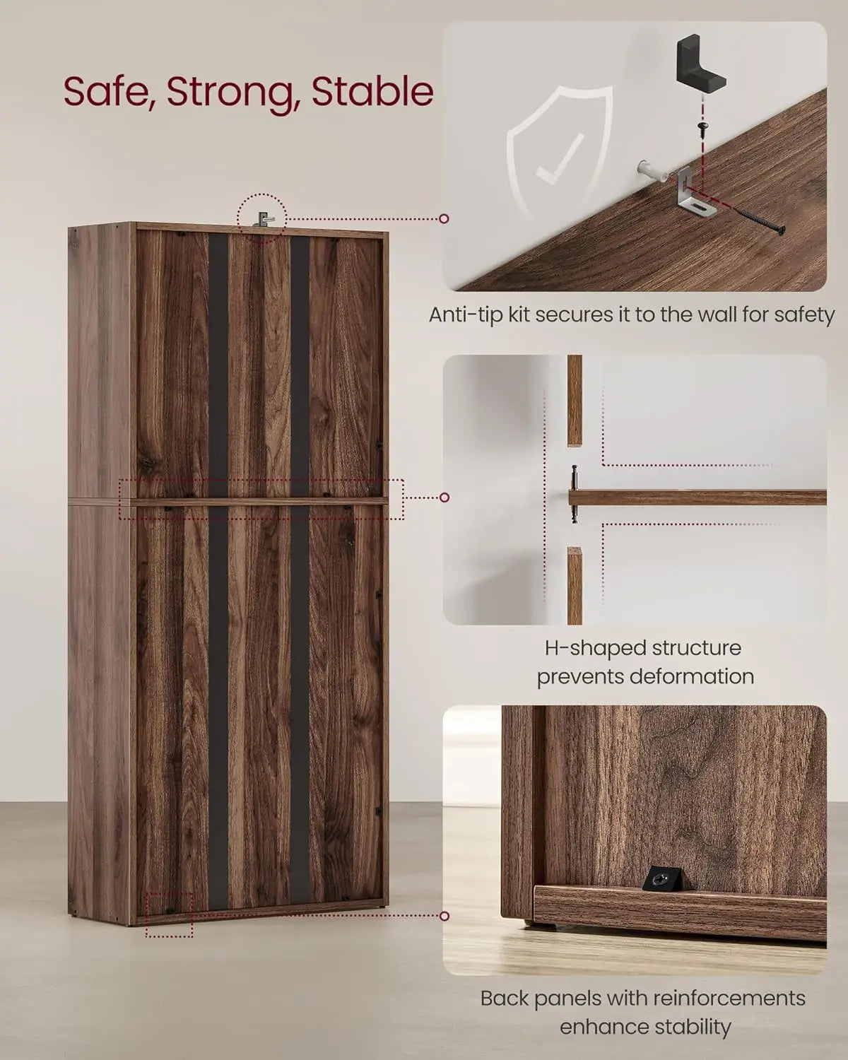 Minimalist 5-Tier Wood Bookcase for Living Room and Home Office