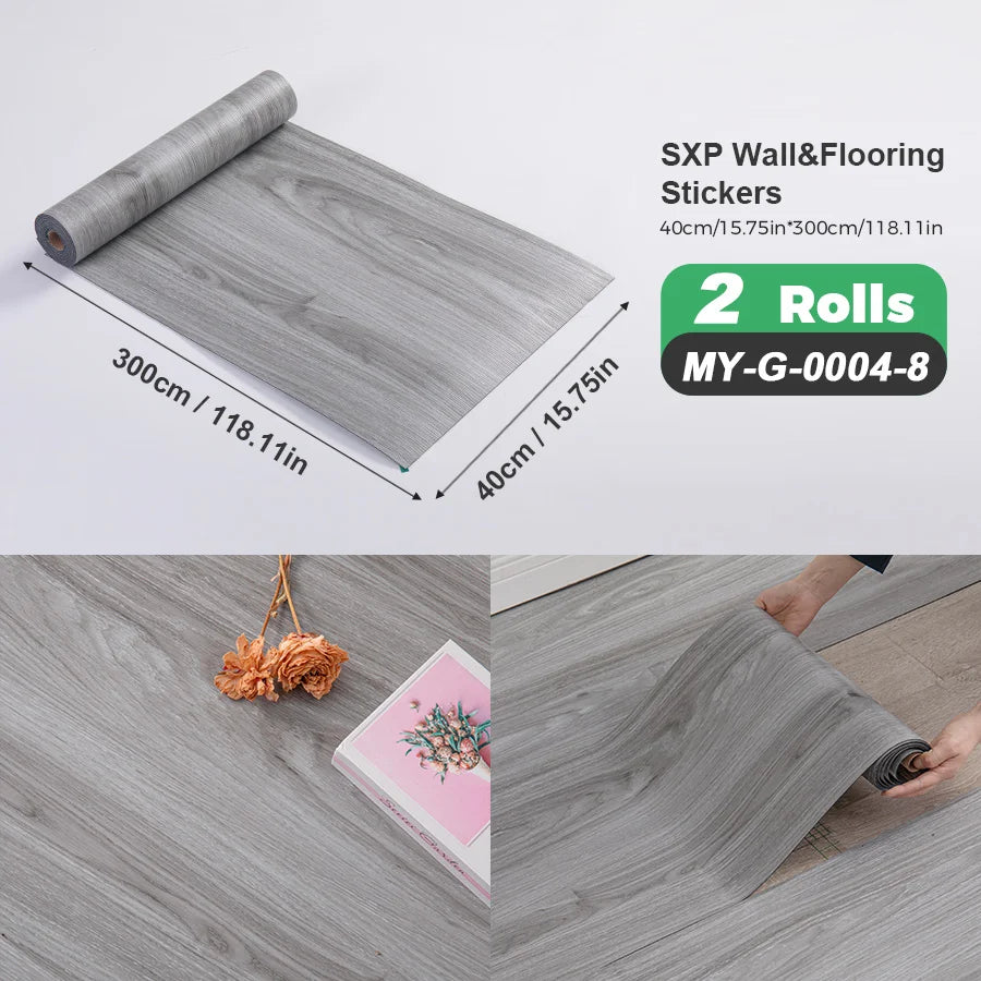 Two Rolls Self Adhesive Wall And Floor Sticker Wood Grain Marble