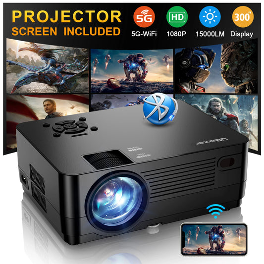 UBantor 5G WiFi Native 1080P Home Theater Projector 15000 Lumens