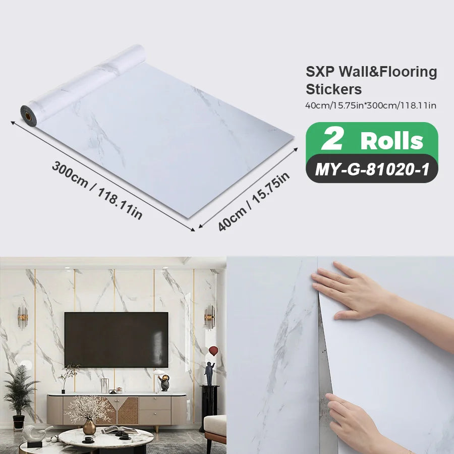 Two Rolls Self Adhesive Wall And Floor Sticker Wood Grain Marble