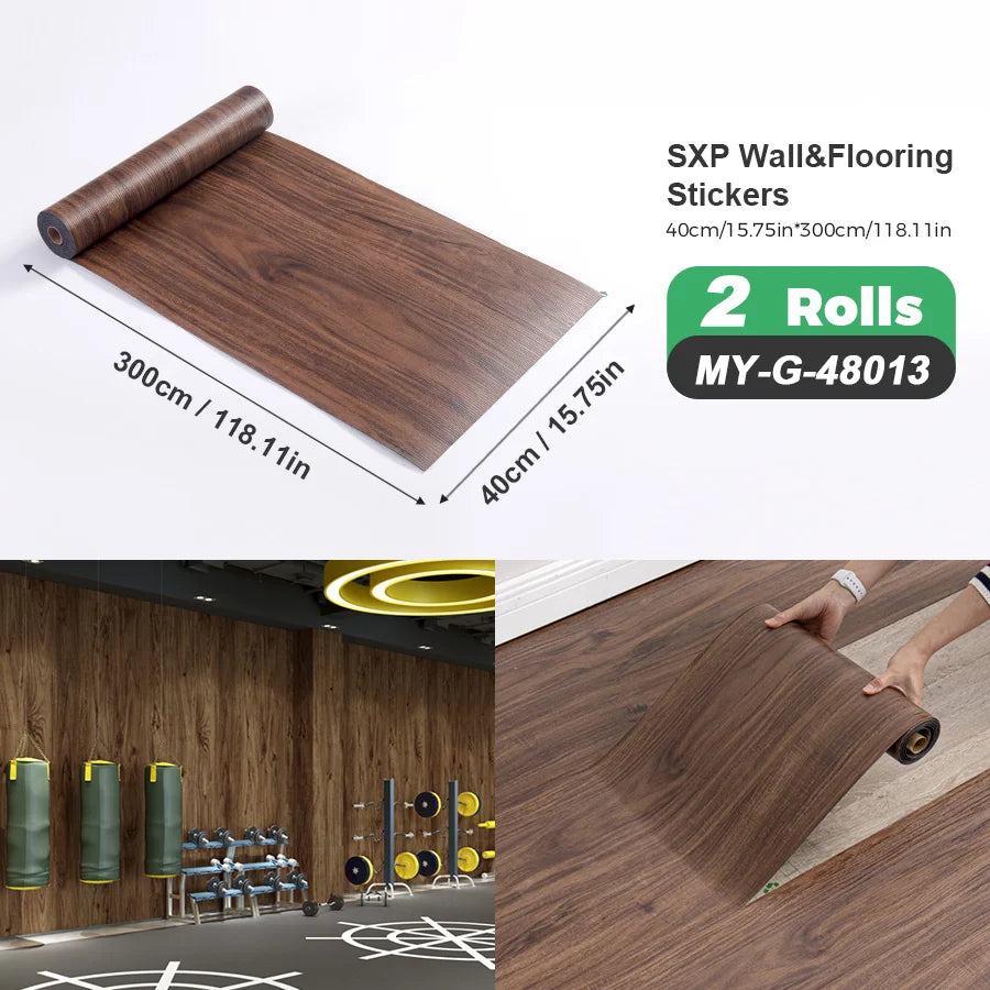 Two Rolls Self Adhesive Wall And Floor Sticker Wood Grain Marble