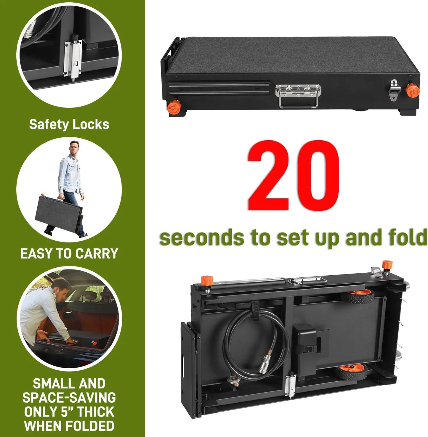 Portable Outdoor Grill Table With Wheels Folding Cart For Cooking