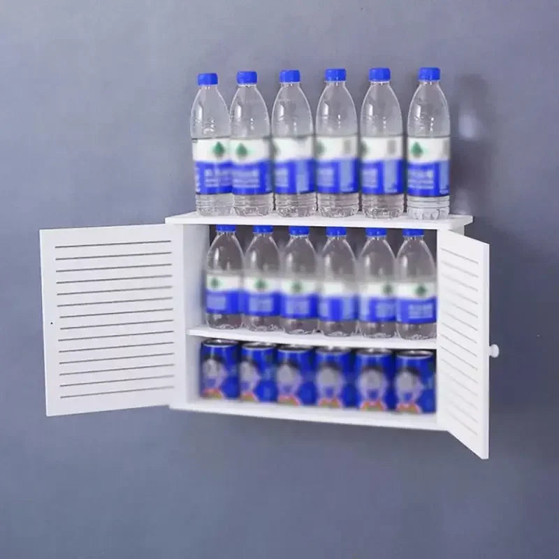 Wall Mounted Router Shelf Storage Box Punch Free Cable Management