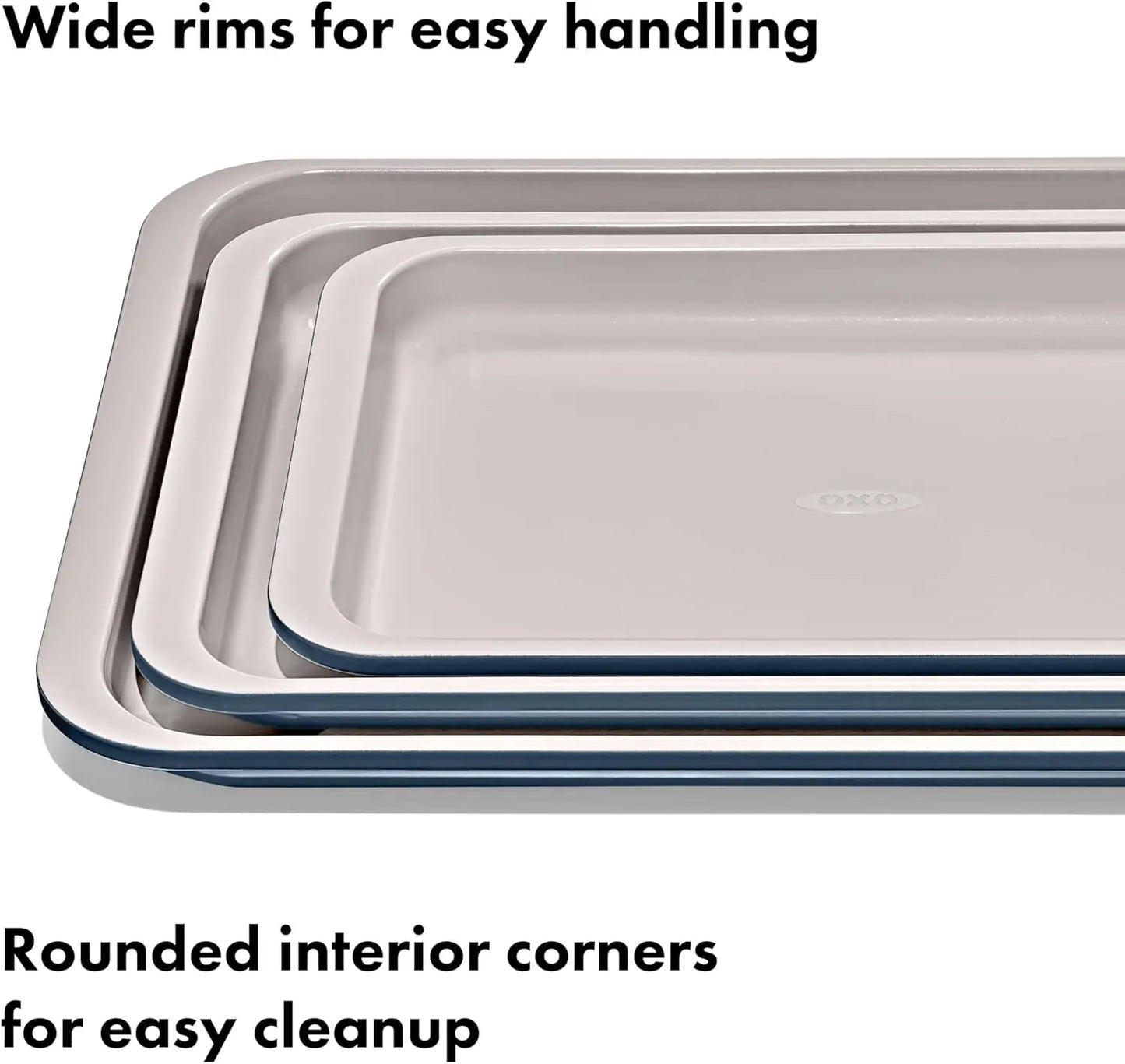 Non-Stick Ceramic Coated 3-Piece Sheet Pan Set For Easy Baking