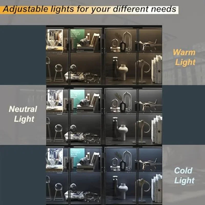 Glass Shelves 4 Compartments Sideboard Buffet Metal Legs Display Cabinet