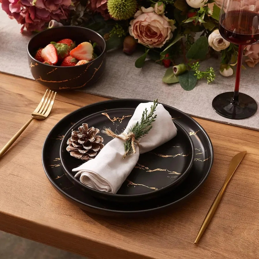 Marble Porcelain Dinnerware Set 12Piece For Everyday Dining