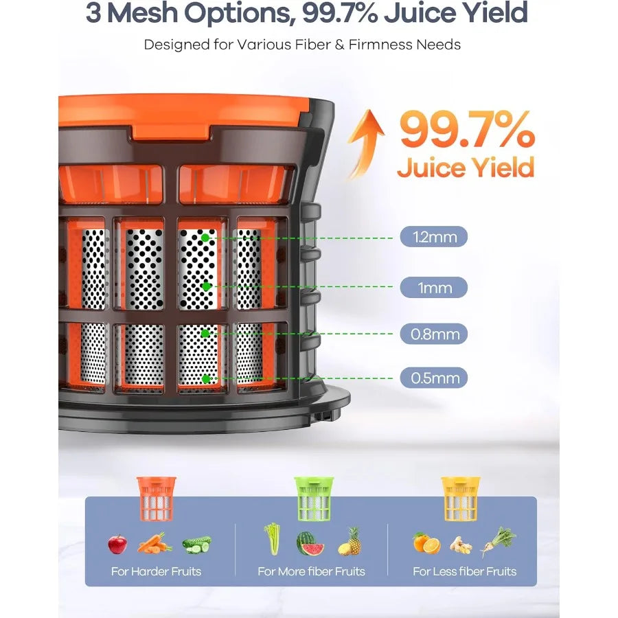 MDNG Slow Masticating Juicer With Large Feed Chute Cold Press