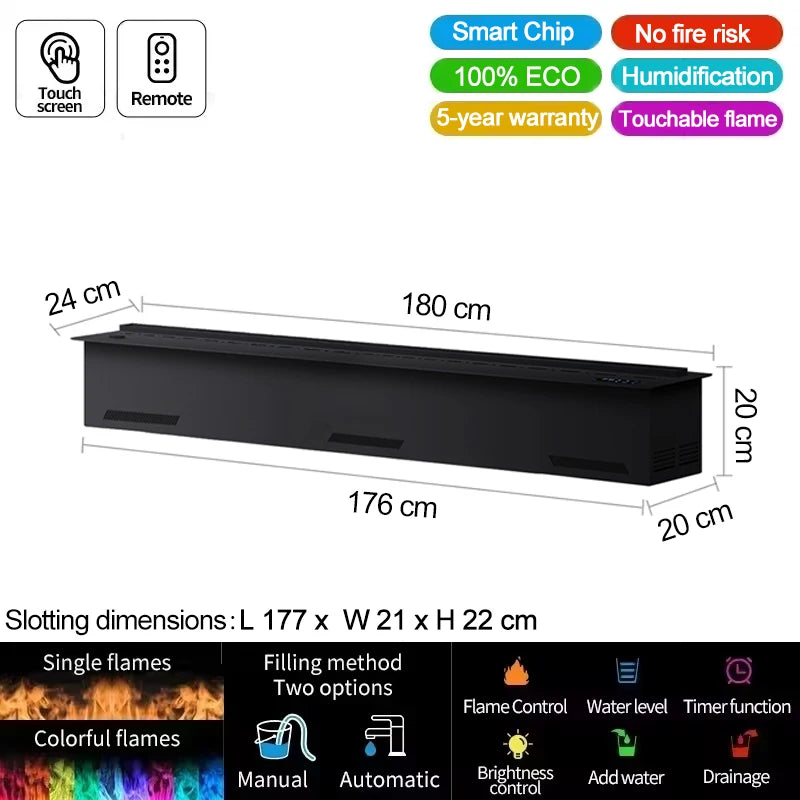 AFLYEVER Water Vapor Fireplace With 3D Flame And Tuya App