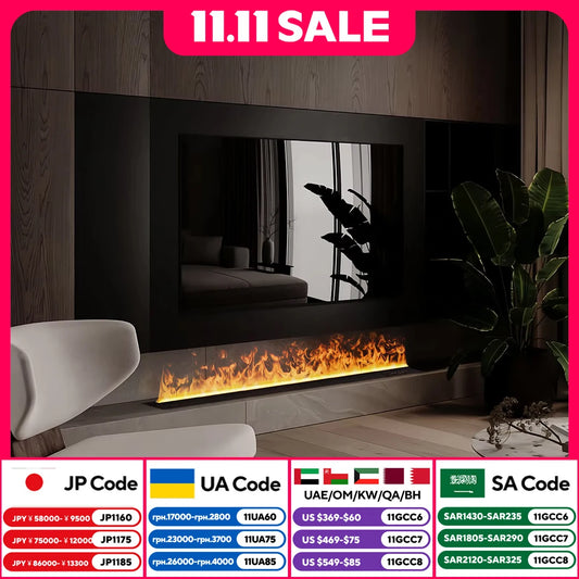 AFLYEVER Water Vapor Fireplace With 3D Flame And Tuya App