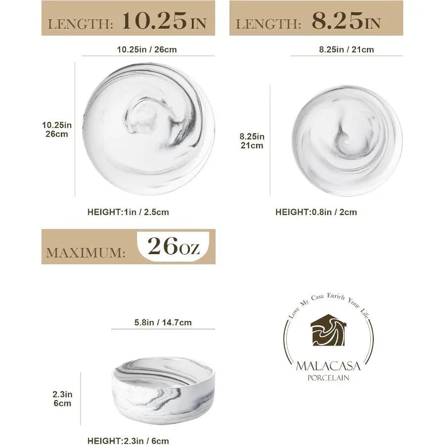 Porcelain Dinnerware Set 12 Pieces Plates And Bowls Ceramic Dishware