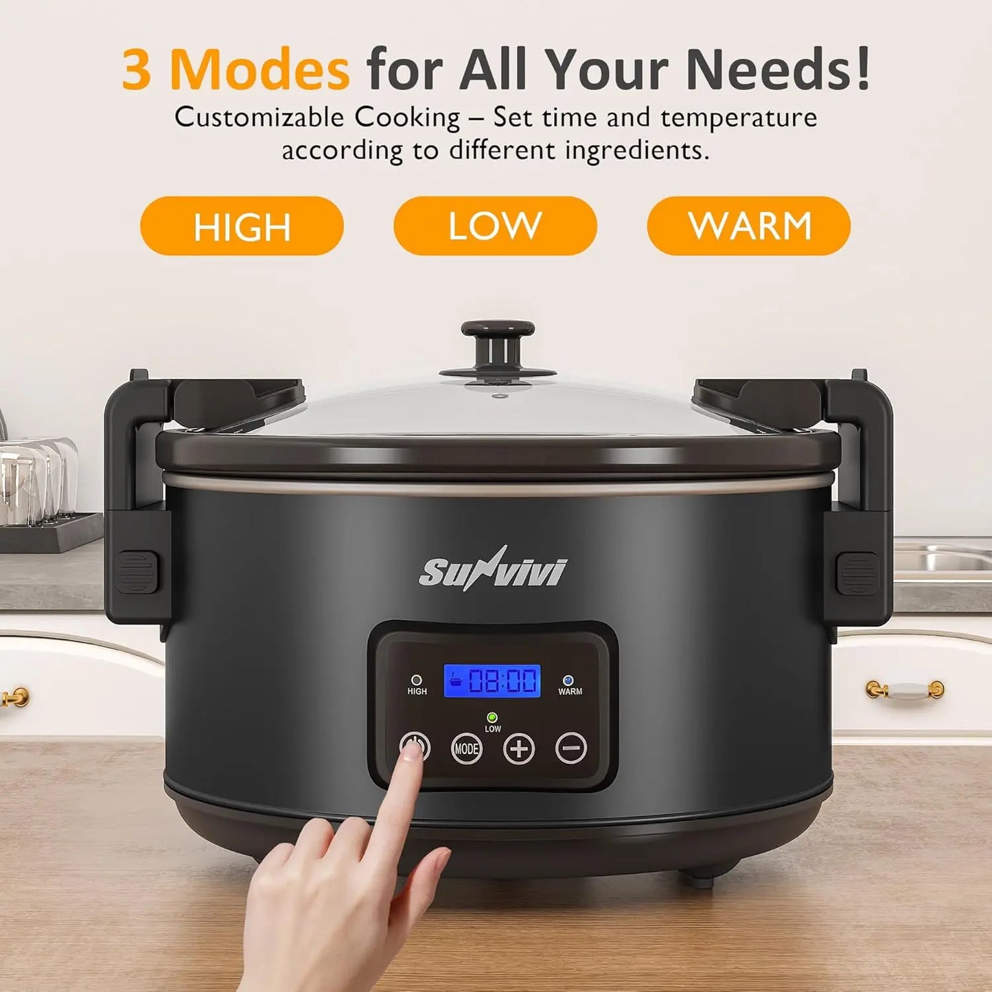 XMSJ Programmable Slow Cooker Multi Cooker with Digital Timer