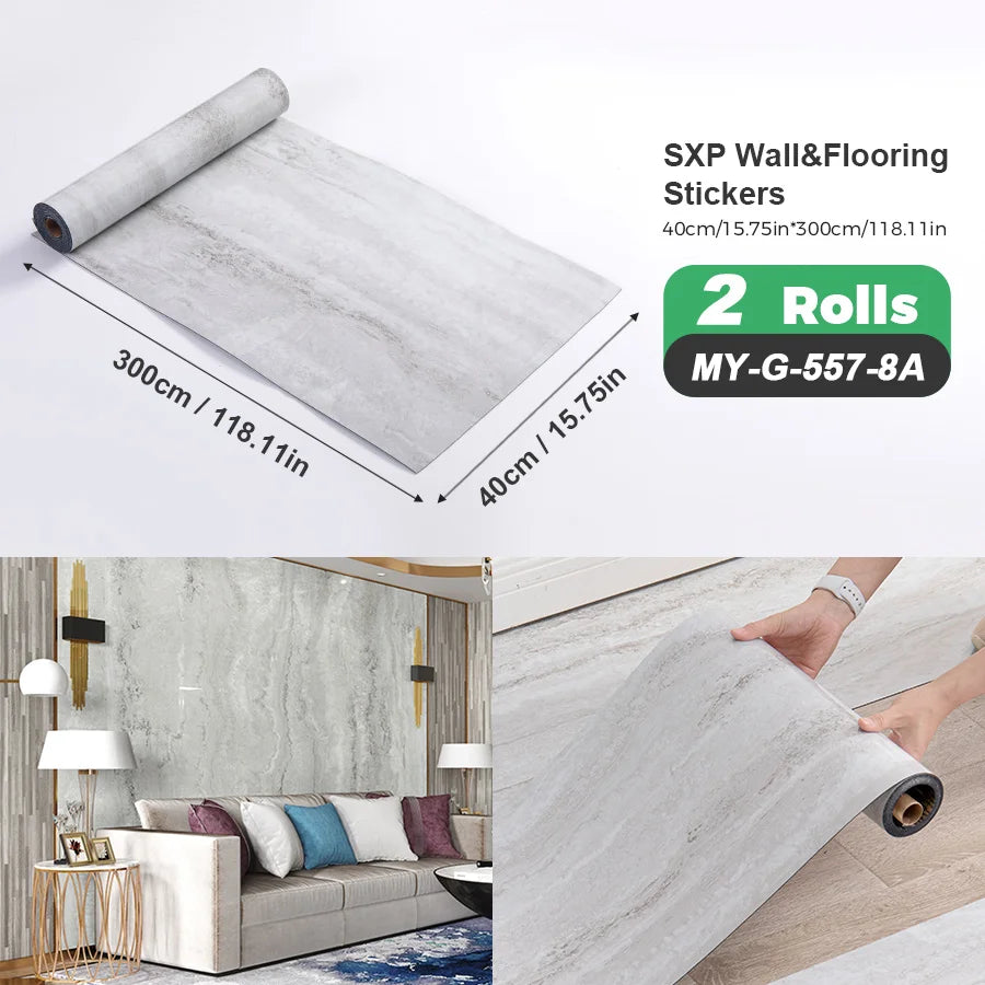 Two Rolls Self Adhesive Wall And Floor Sticker Wood Grain Marble
