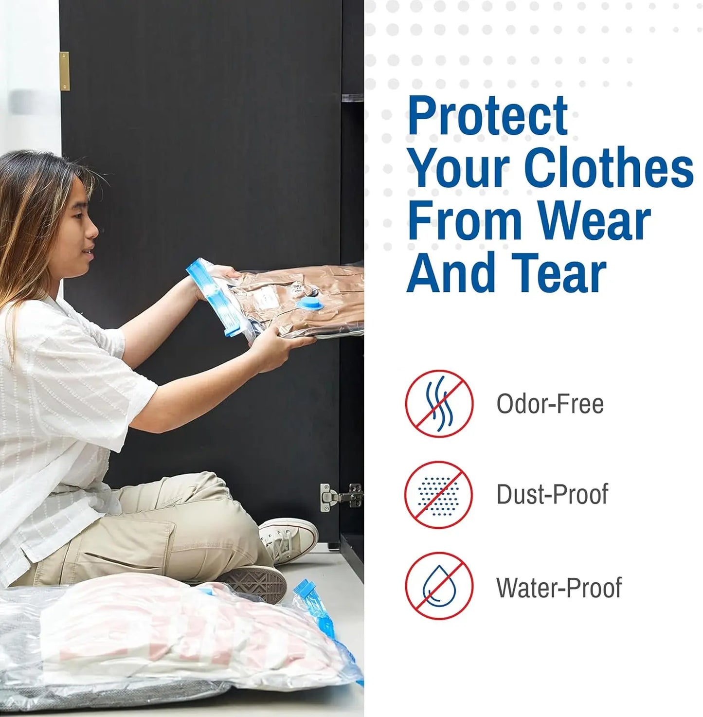 Vacuum Storage Bags Set For Bedding And Clothes With Pump