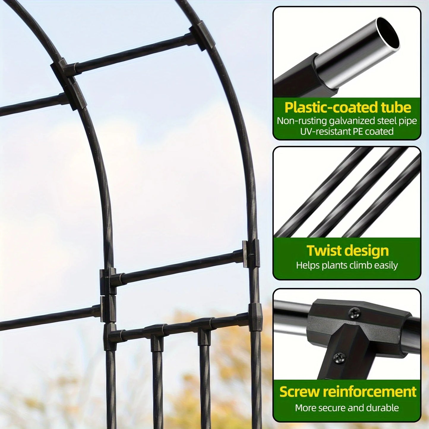 Half Sided Arch Trellis Garden Arch Arbor for Climbing Plants