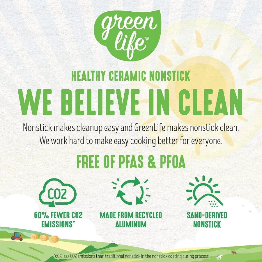 OLOEY Diamond Infused Ceramic Nonstick Cookware Set With Soft Grip