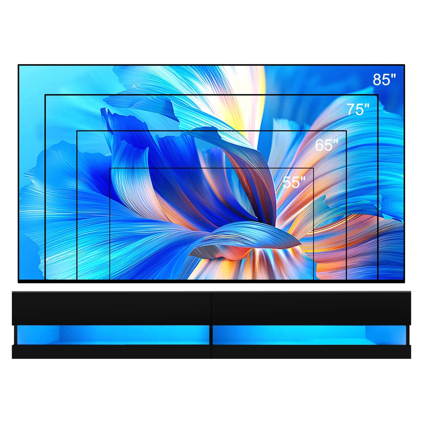 QiaoShiRen Floating Wall Mounted TV Stand With Power Outlets LED