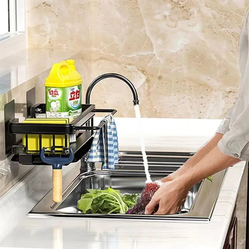 Aluminum No Drill Kitchen Sink Rack Self Draining Shelf