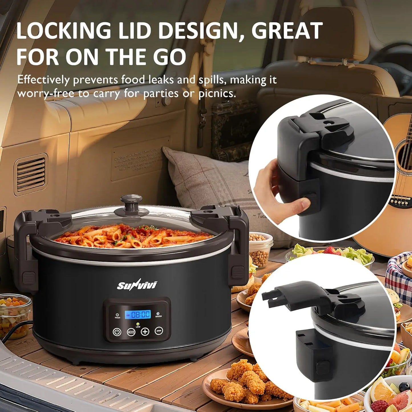 XMSJ Programmable Slow Cooker Multi Cooker with Digital Timer