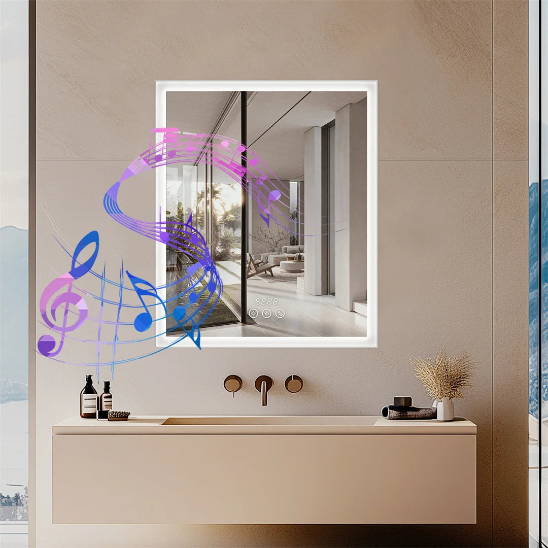 LUVODI Bluetooth Bathroom Mirror Cabinet With LED Lights Defog