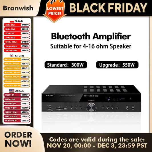 Branwish Six Channel Bluetooth HiFi Amplifier 300W