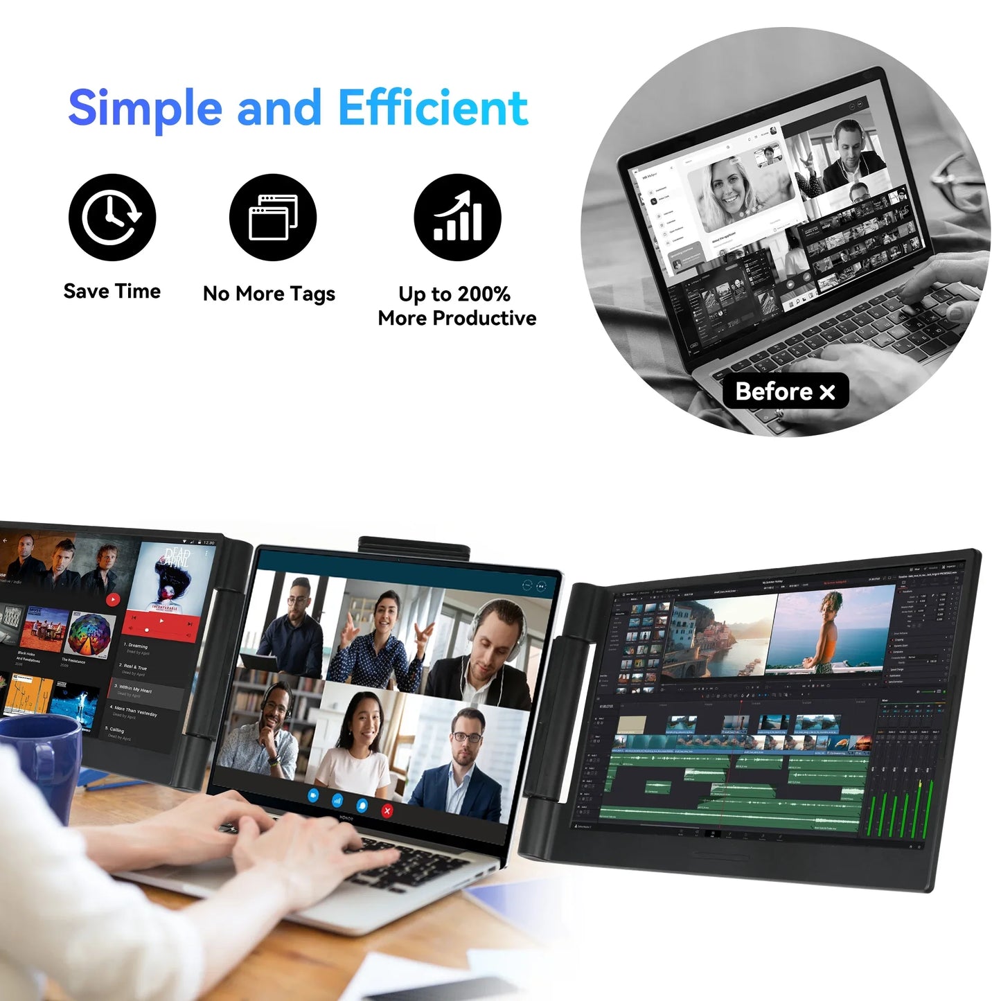 URAOD Dual Screen Extender IPS FHD Portable Monitor