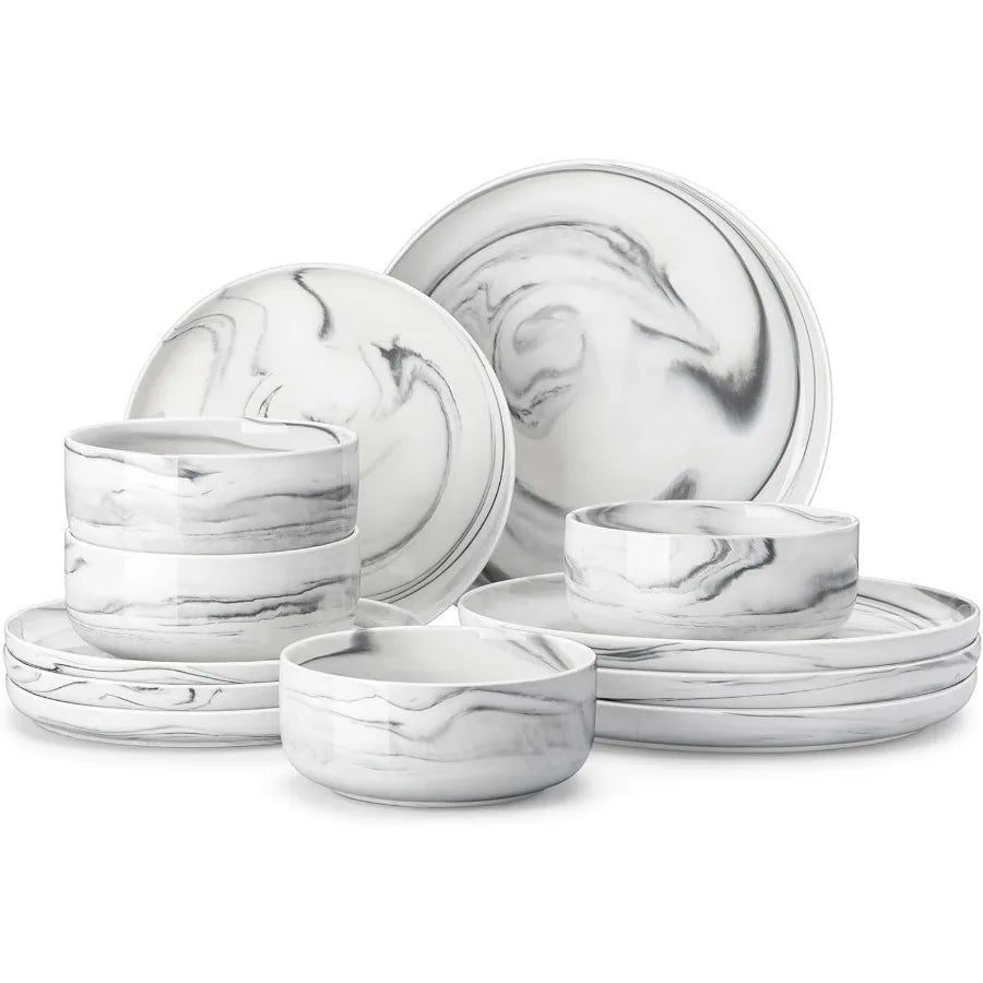 Porcelain Dinnerware Set 12 Pieces Plates And Bowls Ceramic Dishware