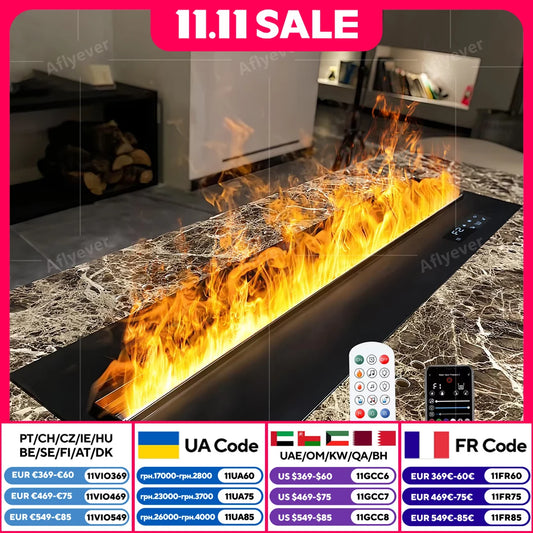 AFLYEVER Smart Home 3D Atomized Water Vapor Electric Fireplace For TV Wall Decor