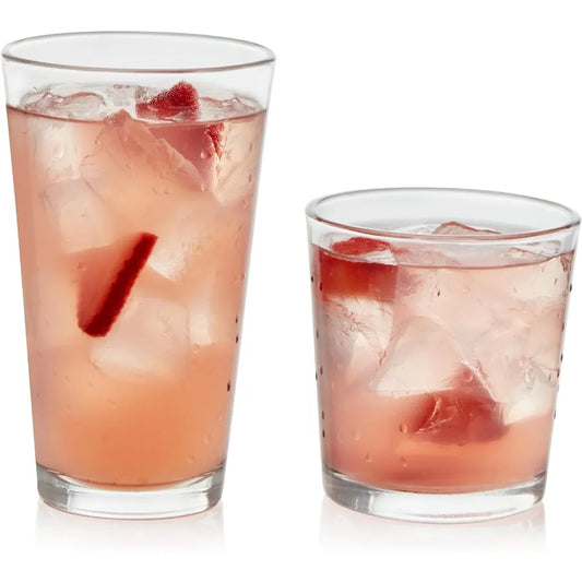 Flare Tumbler And Rocks Glasses Set Lead-Free Dishwasher Safe Glassware