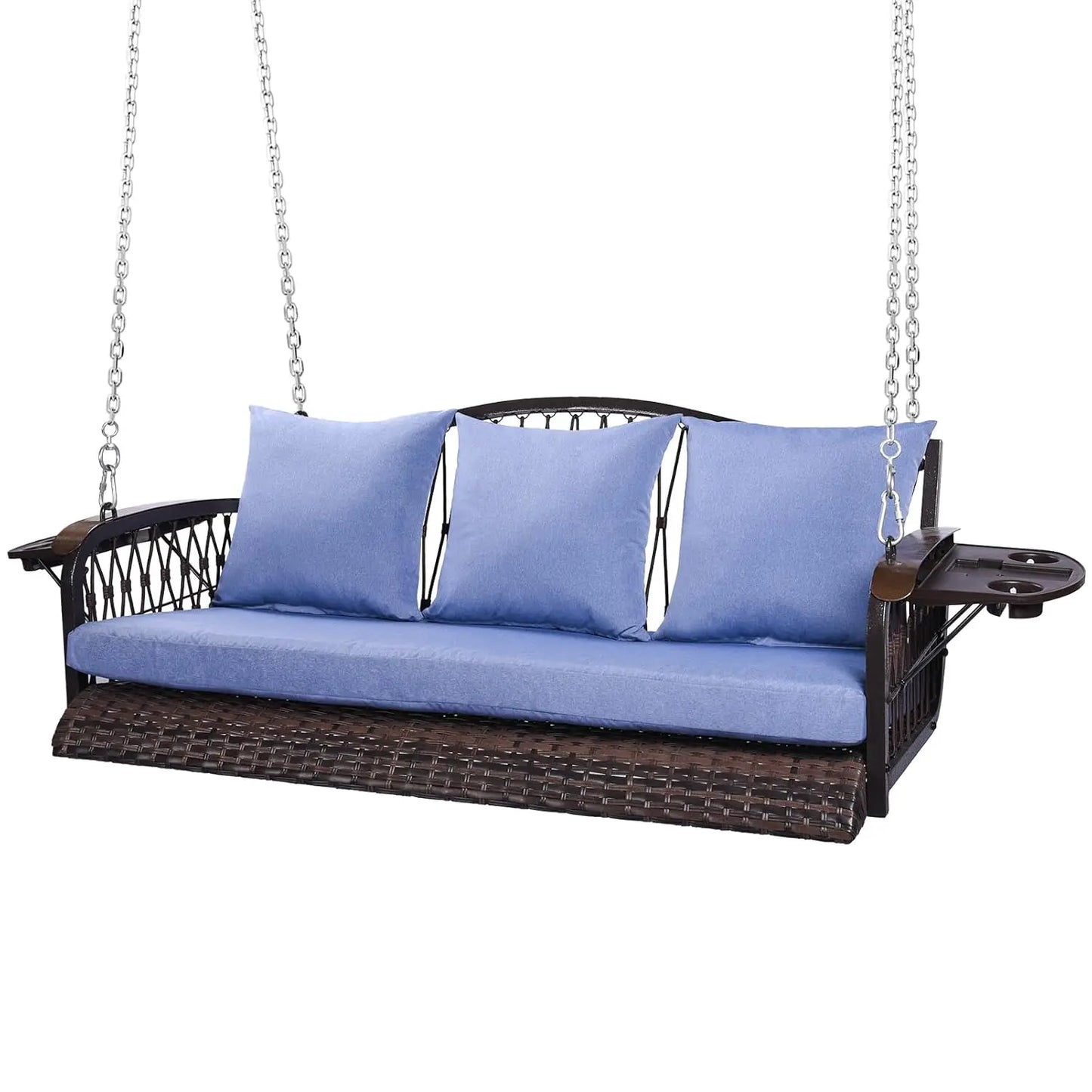 Wicker Porch Swing Heavy Duty Outdoor Patio Swing Chair Cushions