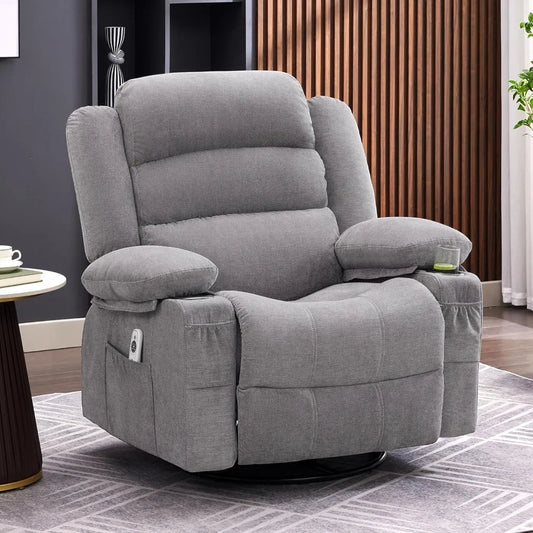 Rocker Recliner Chair With Heat And Massage 360 Degree Swivel