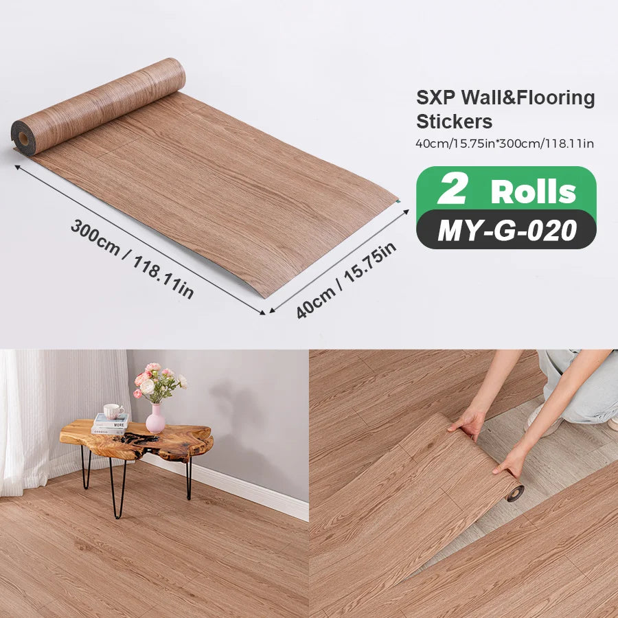 Two Rolls Self Adhesive Wall And Floor Sticker Wood Grain Marble