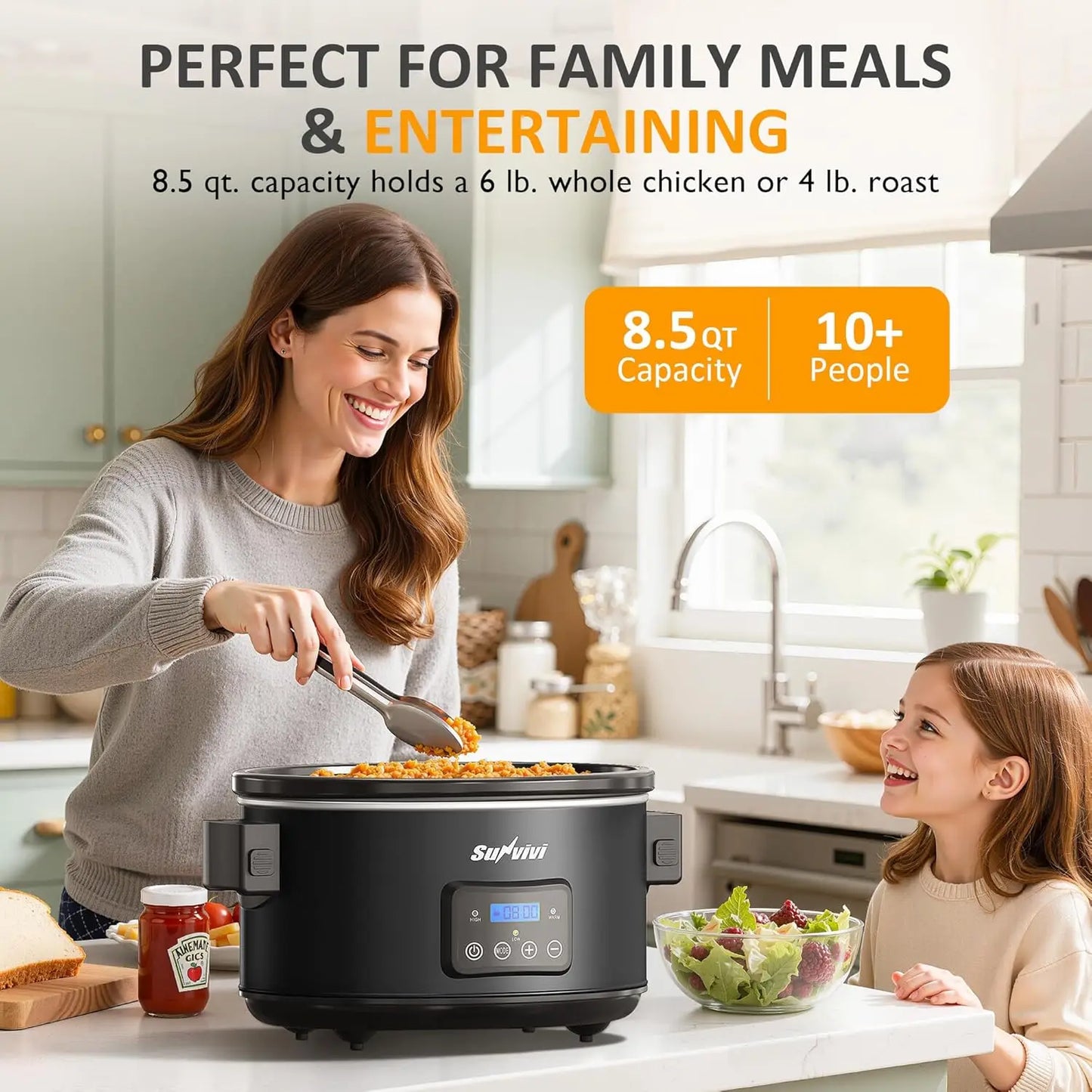 XMSJ Programmable Slow Cooker Multi Cooker with Digital Timer