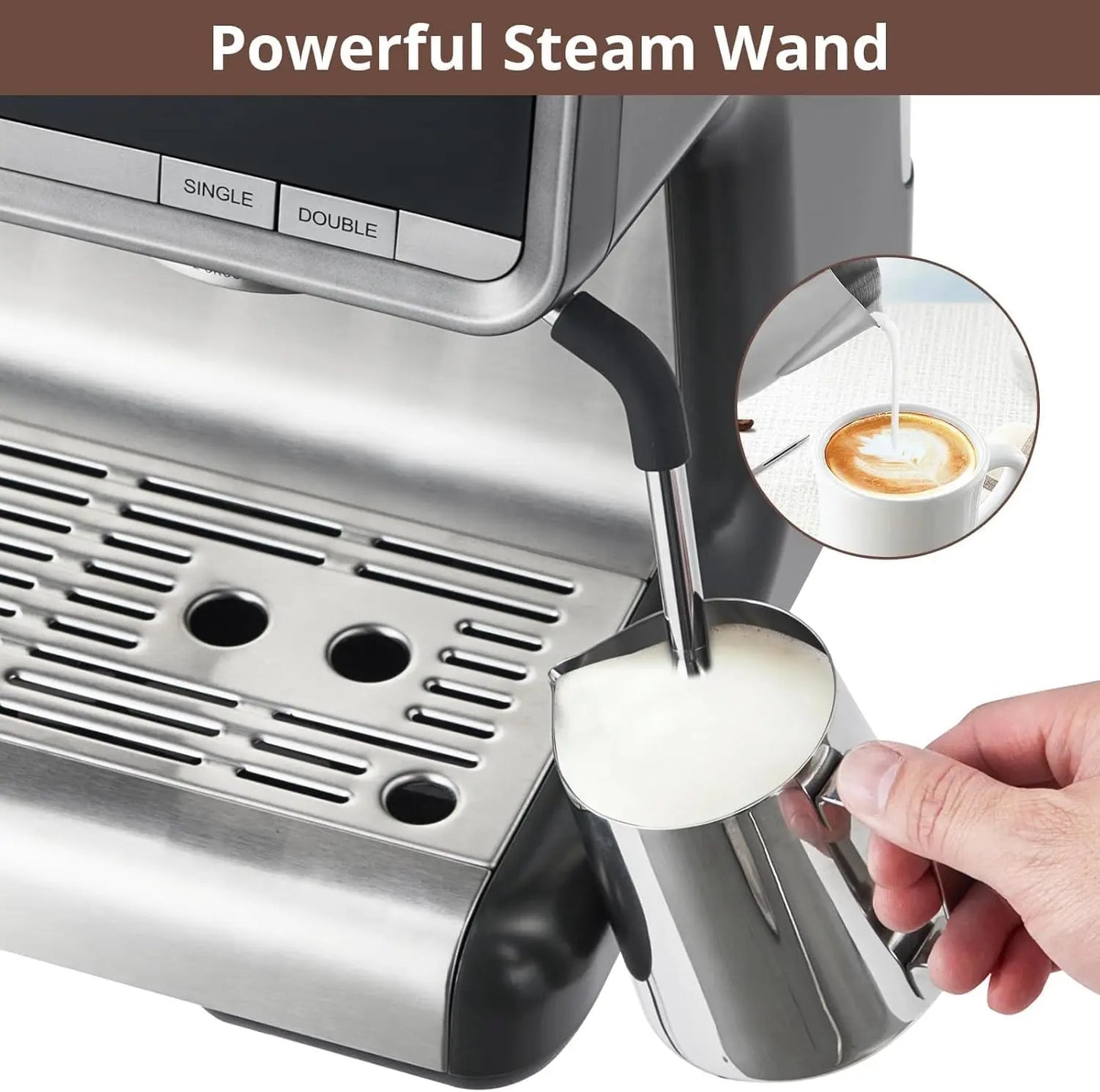 Acekool Espresso Machine With Grinder And Milk Frother