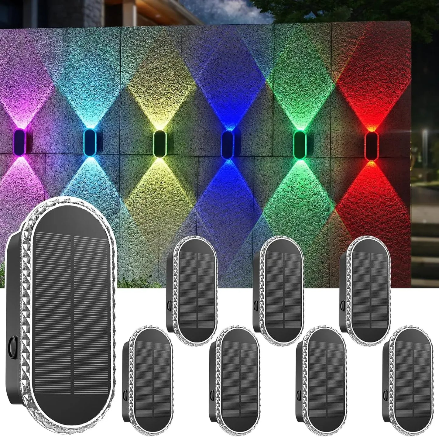 SZRSTH IP65 Waterproof Solar Fence Lights 8 Pack With 3 Modes