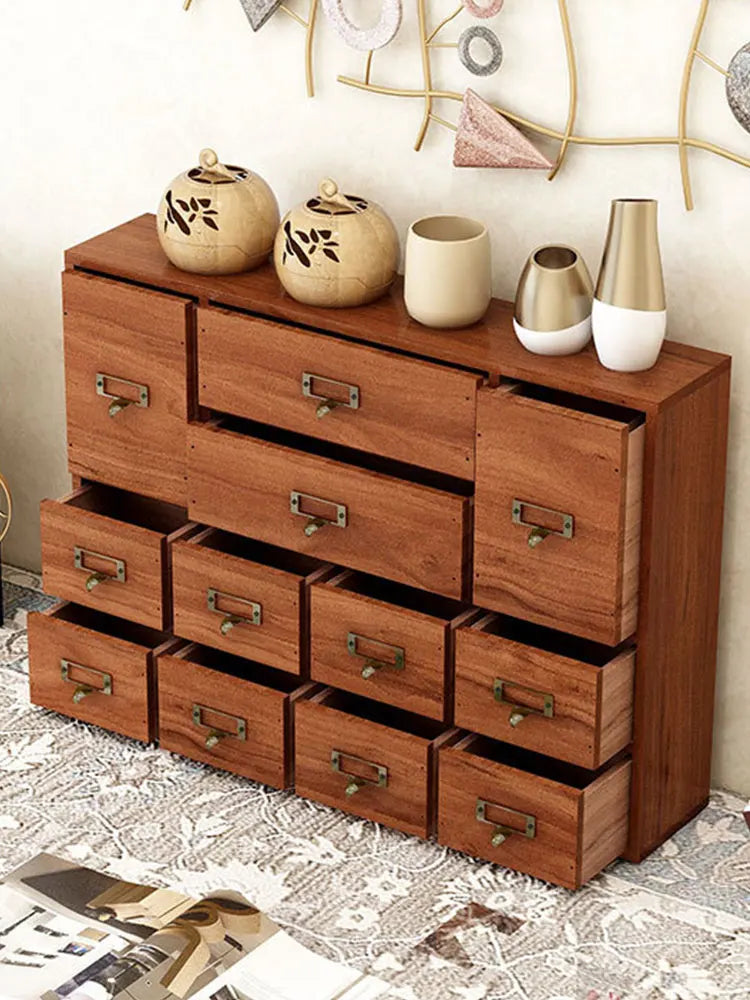 Nonedesk Wooden Apothecary Cabinet Twelve Drawers Tabletop Storage