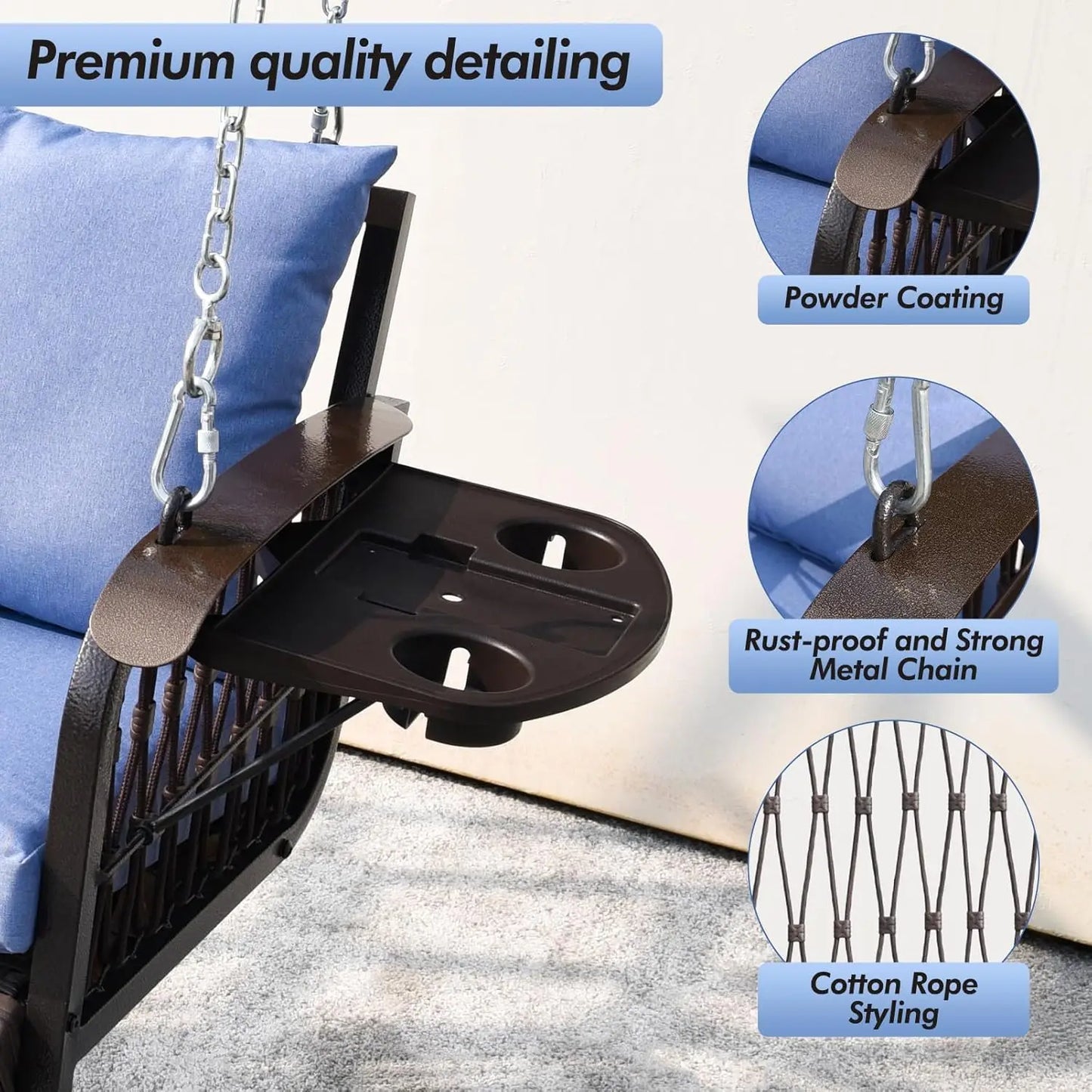 Wicker Porch Swing Heavy Duty Outdoor Patio Swing Chair Cushions