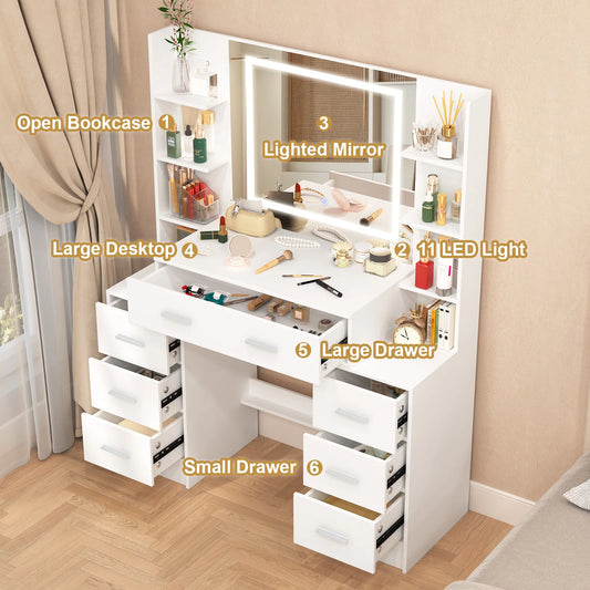 General Use Luxe Natural Wood Vanity With Illuminated Mirror